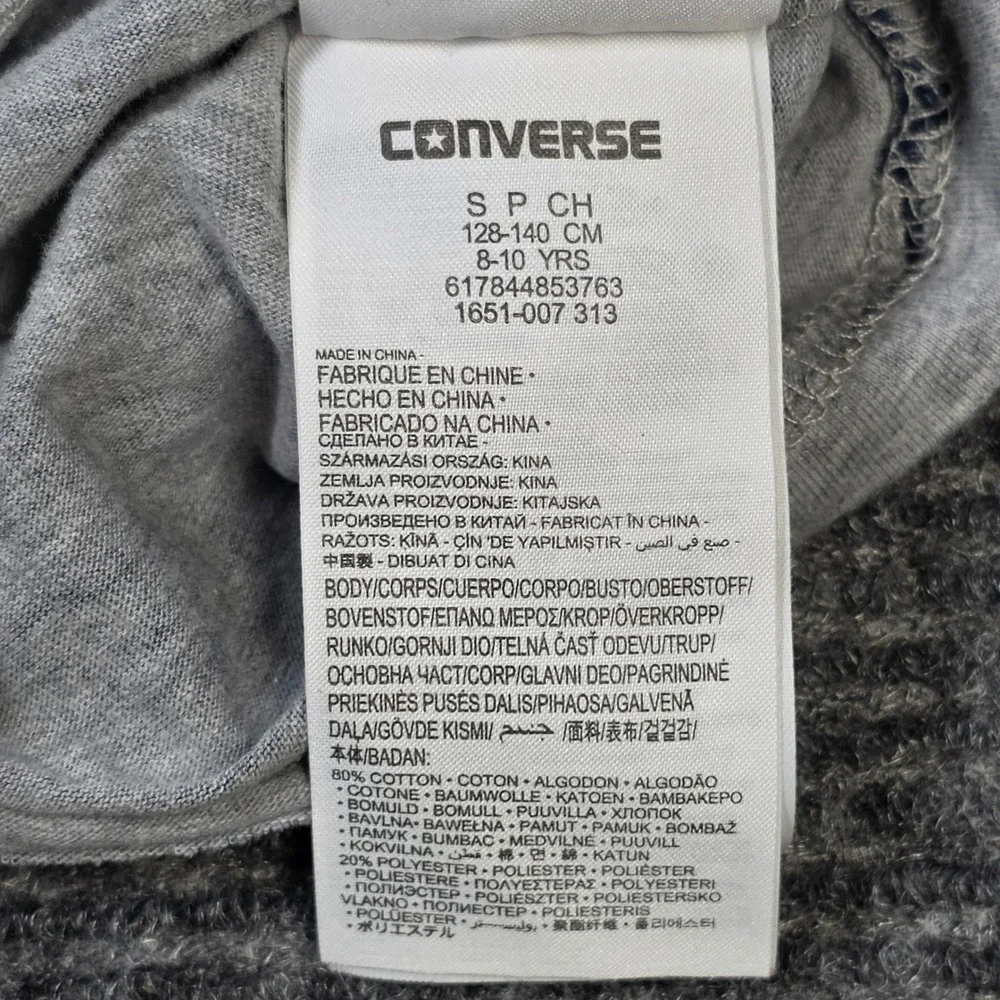 Converse All Star Striped Layered Henley Shirt‎ Boy's Size 8-10 Yrs Grey Navy